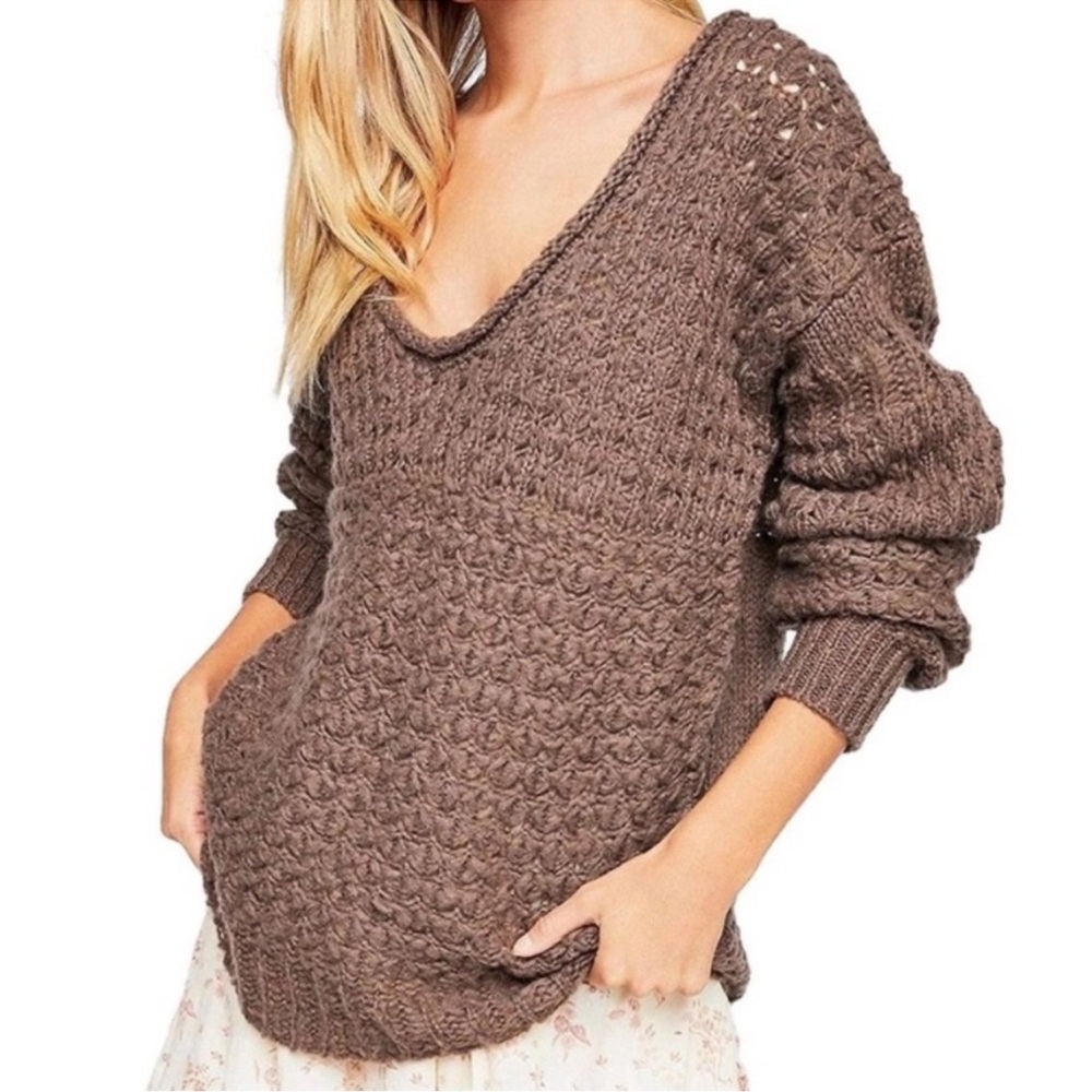 Women’s Free People Crashing Waves Knit Pullover Wool Blend Sweater Size XS